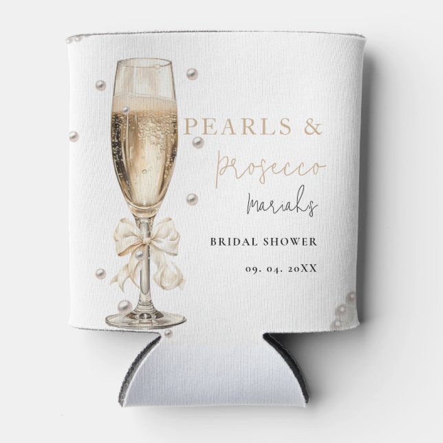 Rafraîchisseur Pour Canette Pearls & Prosecco  Baby shower de mariage (Devant)
