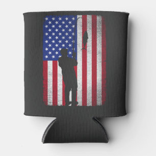 Rafraîchisseur Pour Canette Pêche 4 juillet USA Drapeau Américain Pêcheur