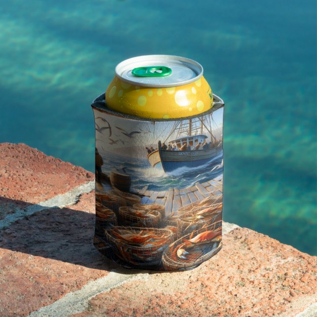 Rafraîchisseur Pour Canette Pêcheurs à la Twilight ramassant des crabes (Piscine in situ)