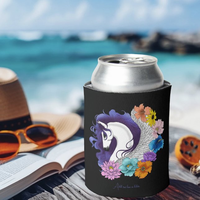 Rafraîchisseur Pour Canette Pegasus Noir Floral (Créateur téléchargé)