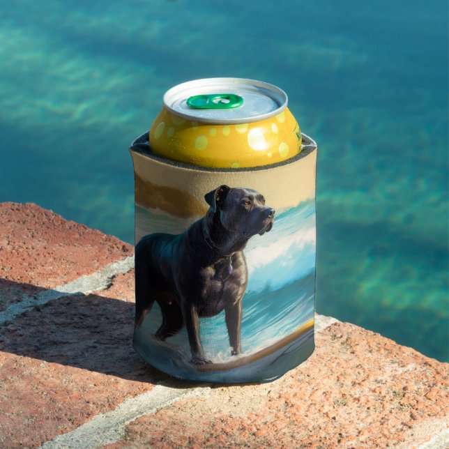 Rafraîchisseur Pour Canette Peinture de surf de plage de Cane Corso (Piscine in situ)