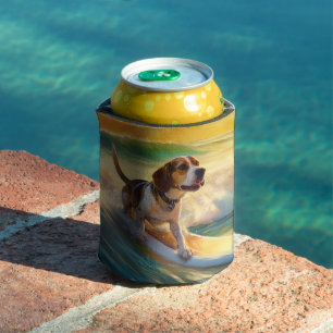 Rafraîchisseur Pour Canette Peinture de surf sur la plage de Beagle
