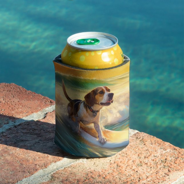Rafraîchisseur Pour Canette Peinture de surf sur la plage de Beagle (Piscine in situ)