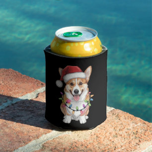 Rafraîchisseur Pour Canette Pembroke Welsh Corgi Père Noël Lumières de sapin d