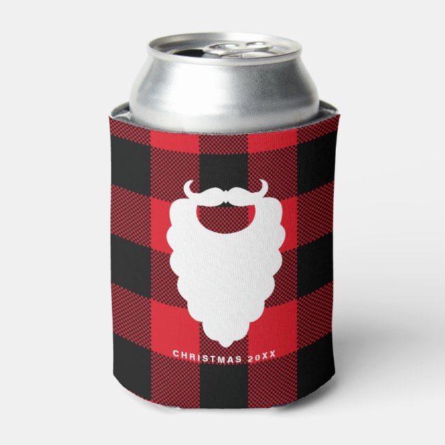 Rafraîchisseur Pour Canette Père Noël Beard Red Plaid Fête personnalisée (Can devant)