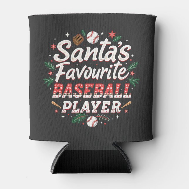 Rafraîchisseur Pour Canette Père Noël Joueur favori de baseball Arbre de Noël (Devant)