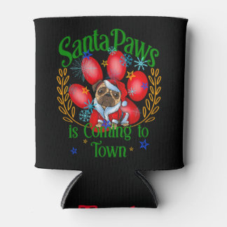 Rafraîchisseur Pour Canette Père Noël Paws arrive à Town, Carlin Père Noël Xma