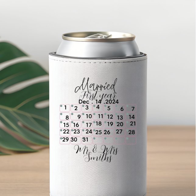 Rafraîchisseur Pour Canette Personalised Married Calendar Date Ceramic  (Créateur téléchargé)
