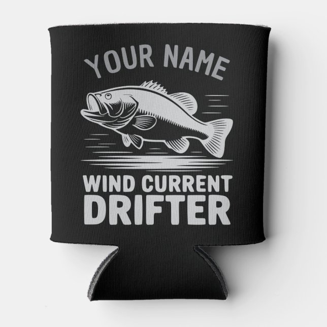 Rafraîchisseur Pour Canette Personalized Name Wind Current Drifter Bass Fish (Devant)