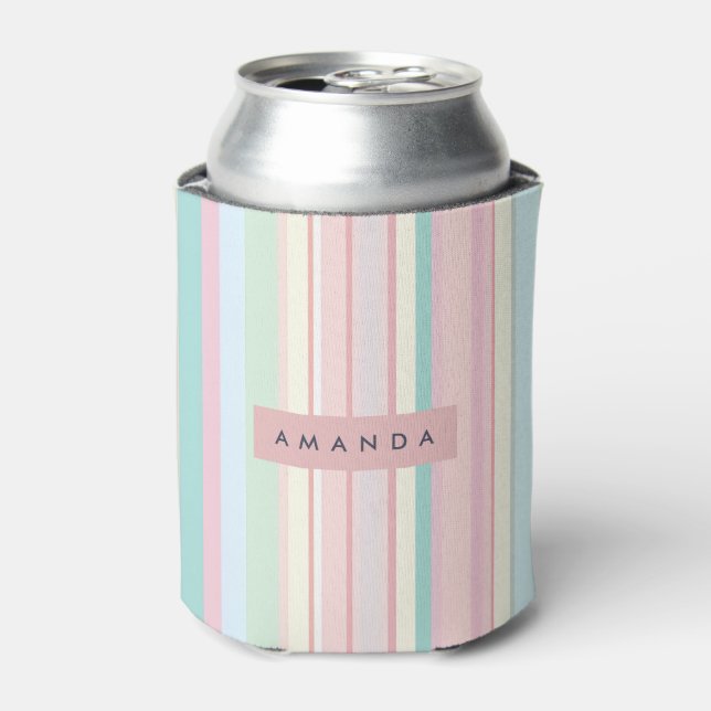 Rafraîchisseur Pour Canette Personalized Pastel Candy Stripe Design (Can devant)
