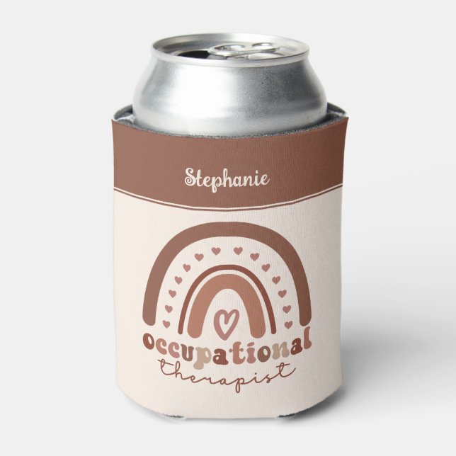 Rafraîchisseur Pour Canette Personnalisé Boho Arc-en-ciel OT ergothérapie (Can devant)