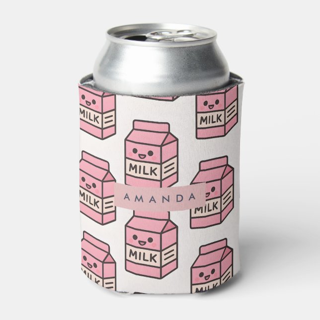 Rafraîchisseur Pour Canette Personnalisé Cute Kawaii Pink Milk Carton Design (Can devant)