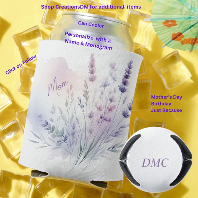 Rafraîchisseur Pour Canette Personnalisé pour maman ou n'importe qui Floral (Créateur téléchargé)