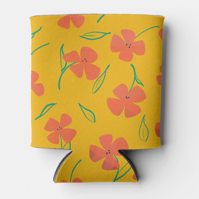 Rafraîchisseur Pour Canette Peut refroidir avec des fleurs rouge-orange brilla (Devant)