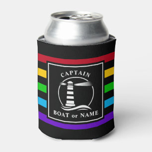 Rafraîchisseur Pour Canette Phare classique Capitaine ou nom de bateau Arc en