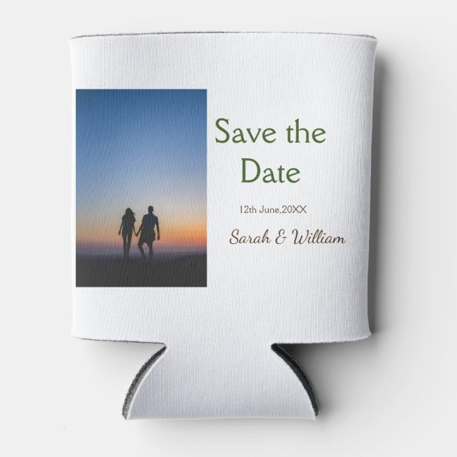 Rafraîchisseur Pour Canette Photo classique blanc élégant typographie mariage  (Devant)