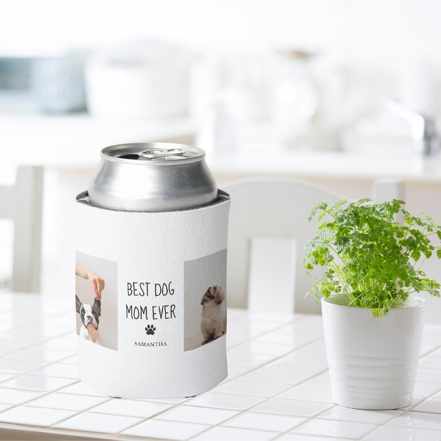 Rafraîchisseur Pour Canette Photo Collage moderne Meilleur Chien Maman Jamais (Créateur téléchargé)