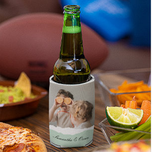 Rafraîchisseur Pour Canette Photo de famille moderne et nom personnalisé Monna