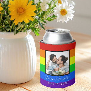 Rafraîchisseur Pour Canette Photo gay pride LGBTQ mariage rayé arc-en-ciel