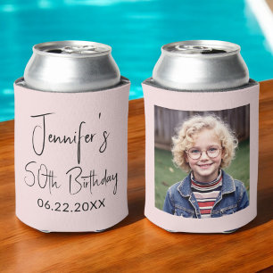 Rafraîchisseur Pour Canette Photo Instagram rose vif 50e anniversaire