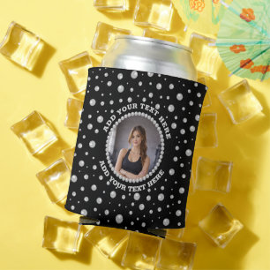 Rafraîchisseur Pour Canette Photo personnalisé avec cercle de perles sur fond