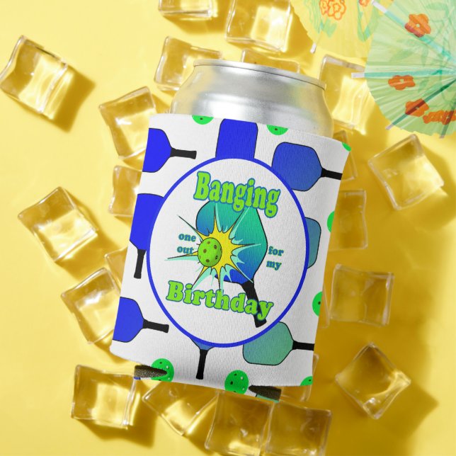 Rafraîchisseur Pour Canette Pickleball Anniversaire Bleu Vert Paddle Ball Beng (Été in situ)