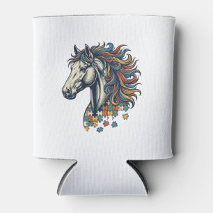 Rafraîchisseur Pour Canette Pièce de puzzle de cheval coloré T-Shirt gravure v