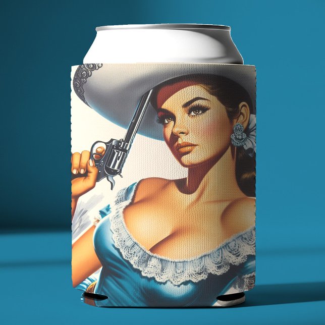 Rafraîchisseur Pour Canette Pin-up rétro Far West (Créateur téléchargé)