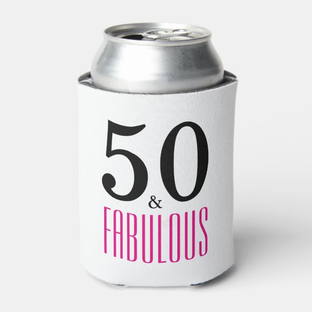Rafraîchisseur Pour Canette Pink 50 et fabuleuse typographie 50e anniversaire (Can devant)