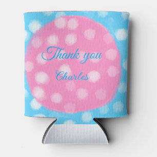 Rafraîchisseur Pour Canette Pink bleu ciel blanc pois merci ajouter nom