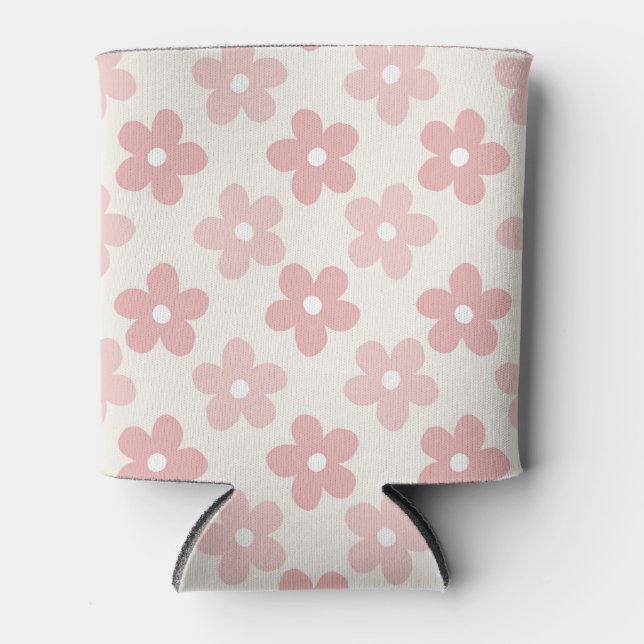 Rafraîchisseur Pour Canette Pink Cream Daisy Flowers Retro Pattern (Devant)