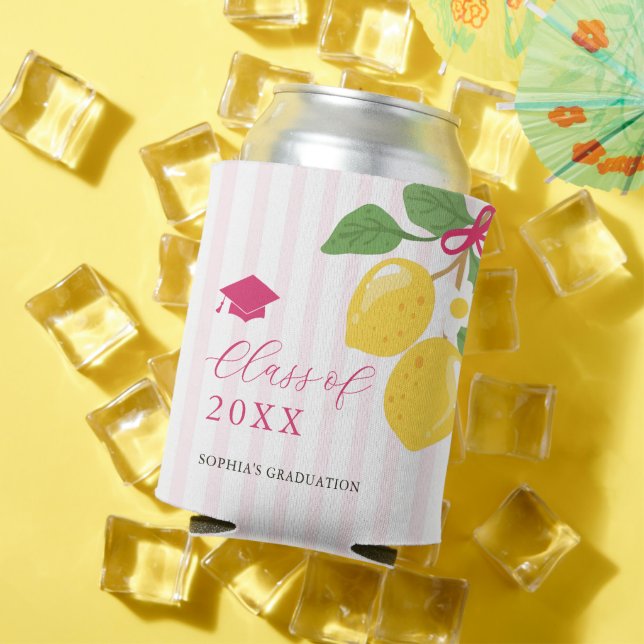 Rafraîchisseur Pour Canette Pink Freshly Lemon Citrus Graduation Party (Été in situ)