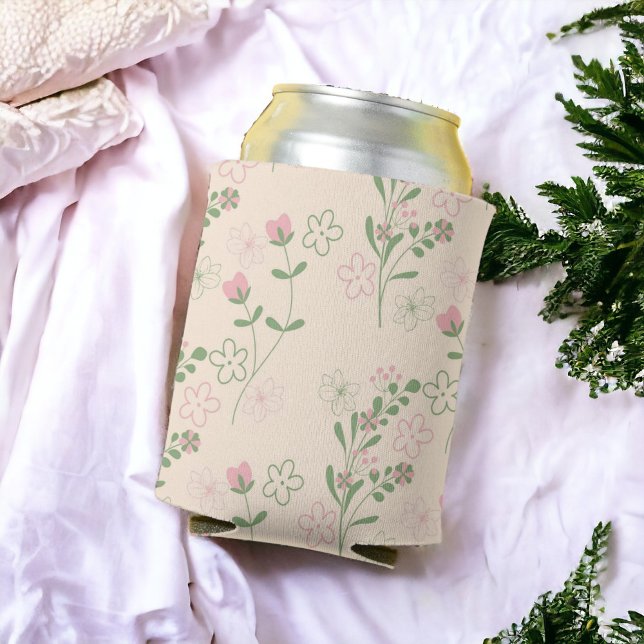 Rafraîchisseur Pour Canette Pink Green Retro Y2K les années 70 Fleur Motif (Zazzle Pink Green Retro Y2K 70s Flower Pattern Can Cooler)