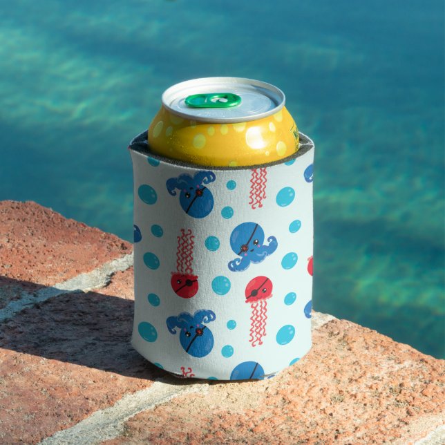 Rafraîchisseur Pour Canette Pirate Octopus, Pirate Jellyfish, Sea Animaux (Piscine in situ)