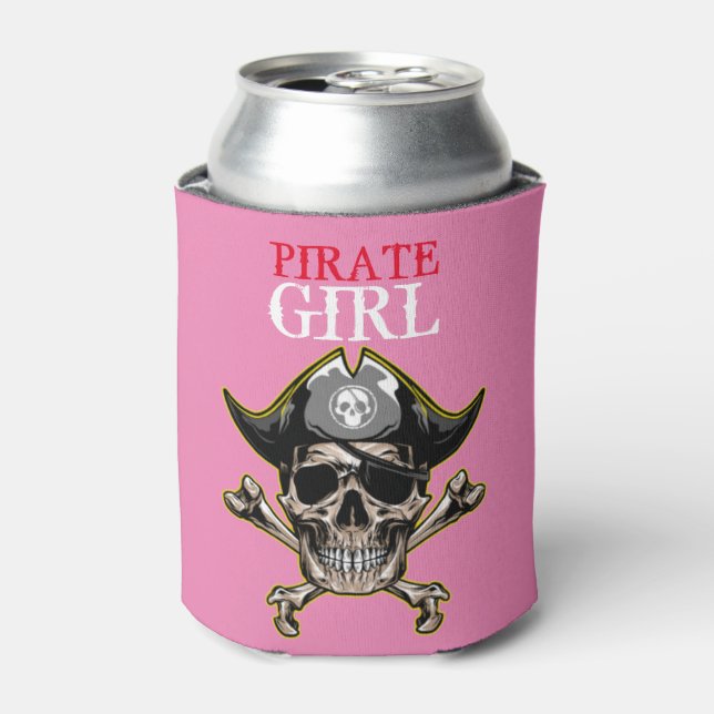 RAFRAÎCHISSEUR  POUR CANETTE PIRATE SKULL ROSE PEUT COOLER (Can devant)