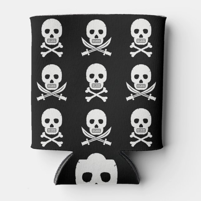 Rafraîchisseur Pour Canette Pirate Skuls Crossbones Motif sans couture (Devant)