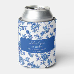 Rafraîchisseur Pour Canette Pivoine rose de chinoiserie bleue et blanche