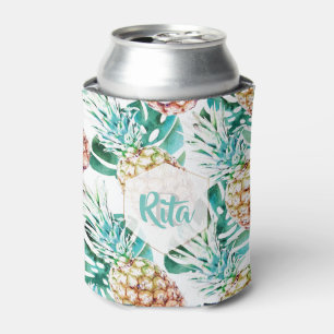 Rafraîchisseur Pour Canette PixDezines Ananas+Monstera Aquarelle