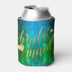 Rafraîchisseur Pour Canette PixDezines Bridesmaid, Aquarelle Ombre Peacock