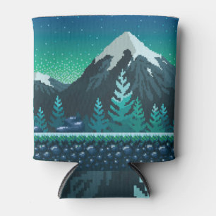 Rafraîchisseur Pour Canette Pixel Art : Nuit des Montagnes Neiges.