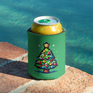 Rafraîchisseur Pour Canette Pixel sapin de Noël - Fête Rétro