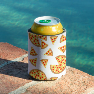 Rafraîchisseur Pour Canette Pizza et tranches de cool motif sur blanc