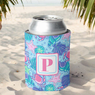 Rafraîchisseur Pour Canette Plage de Preppy Monogram Crab Coastal