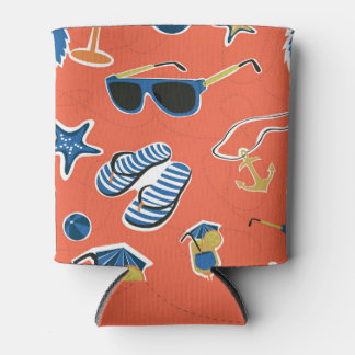 Rafraîchisseur Pour Canette Plage d'été : Relaxant Motif sans couture.