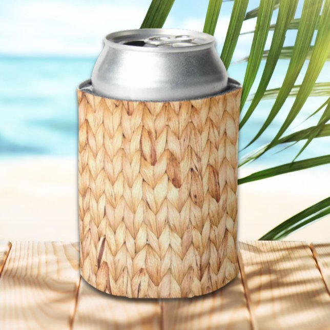 Rafraîchisseur Pour Canette plage rustique île tropicale tissée (rustic beach tropical island woven wicker can cooler)