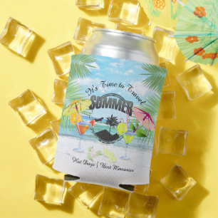 Rafraîchisseur Pour Canette Plage tropicale, vacances d'été   Personnalisé