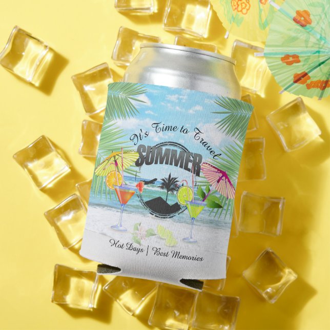 Rafraîchisseur Pour Canette Plage tropicale, vacances d'été | Personnalisé (Été in situ)