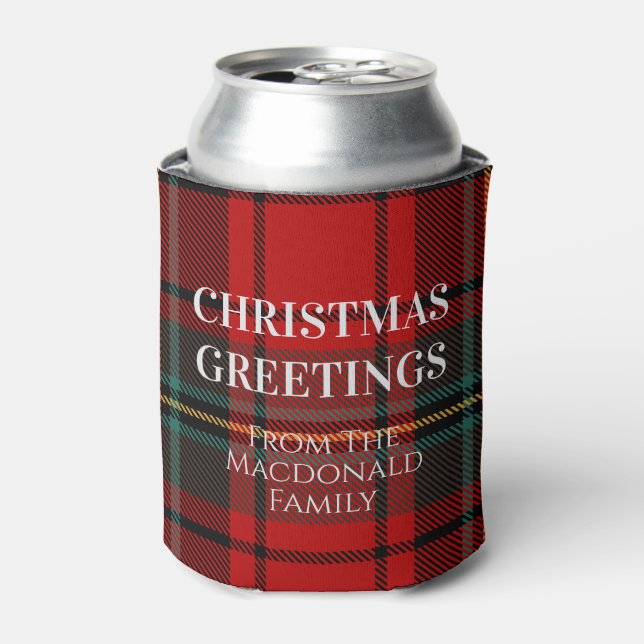 Rafraîchisseur Pour Canette Plaid de Noël rouge et vert  (Can devant)