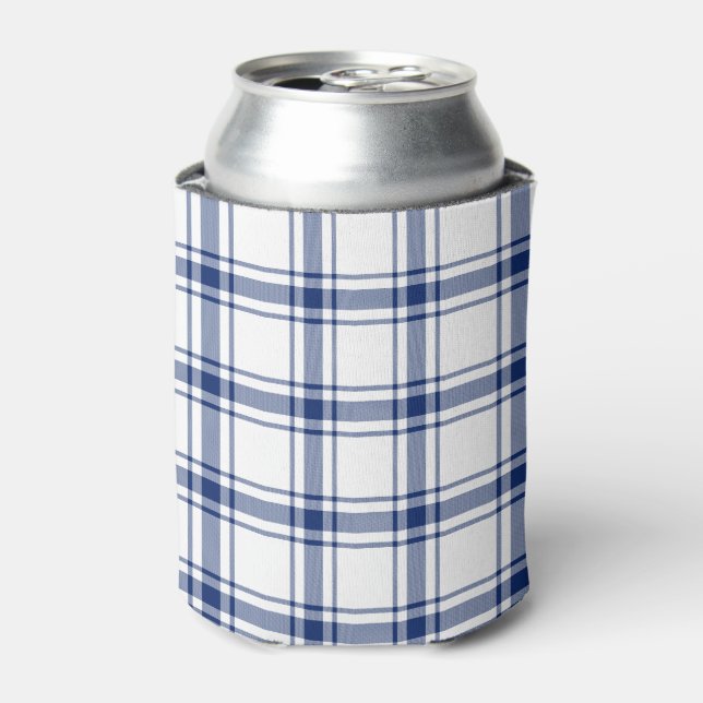 Rafraîchisseur Pour Canette Plaid Nautique Bleu et Blanc (Can devant)