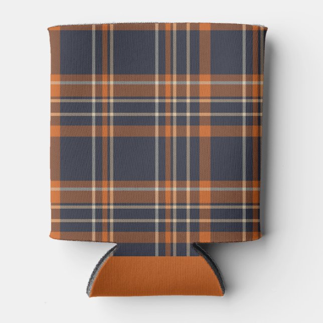 Rafraîchisseur Pour Canette Plaid rustique d'hiver/Noël bleu/orange (Devant)
